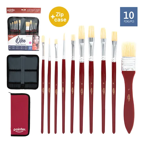 set pinceles para oleo 10 pzas