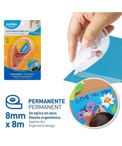 CINTA ADHESIVVA DOBLE CARA 8mm X 8mm POINTER