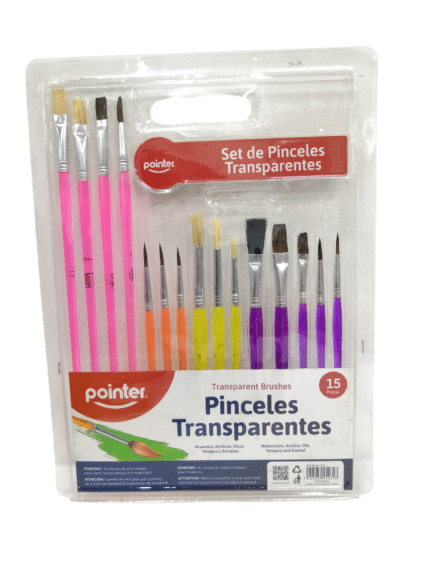 PINCELES TRANSPARENTES X 15 PZAS POINTER
